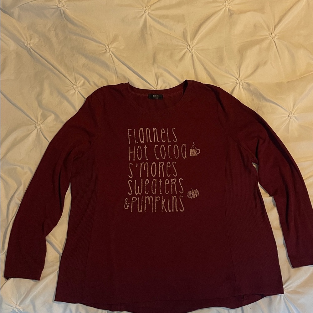 Maroon Fall Graphic Sweatshirt (sweater-like material)